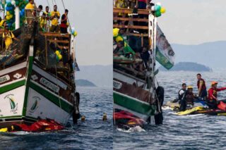 Barco com apoiadores de Flávio Bolsonaro bate em jet ski dos bombeiros em Angra dos Reis