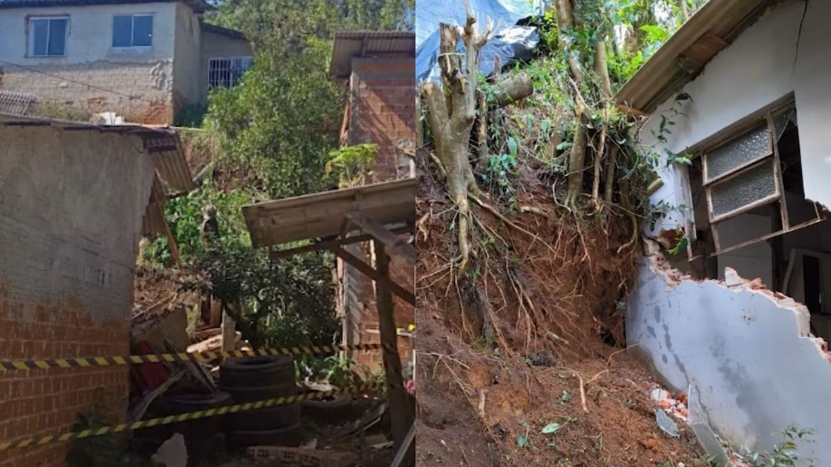 Casa cai após deslizamento de terra em Colombo, moradora lamenta perdas