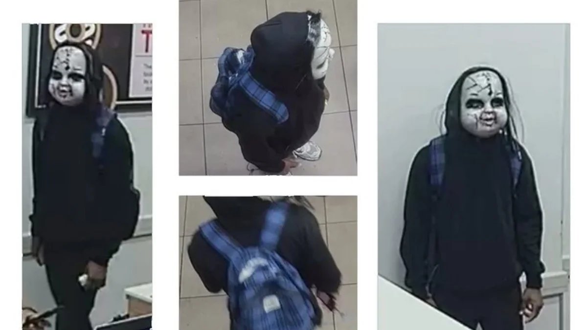Homem com máscara de terror ameaça pessoas nas ruas em Filadélfia
