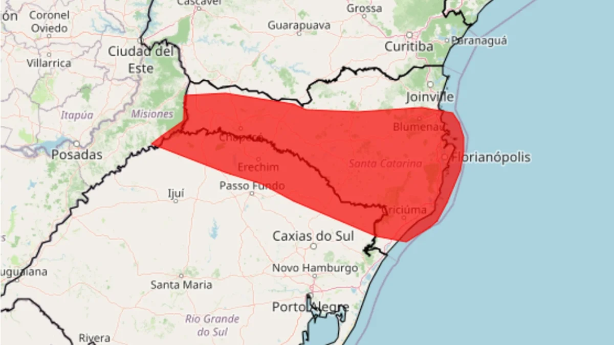 Inmet alerta para fortes tempestades em Santa Catarina e Rio Grande do Sul