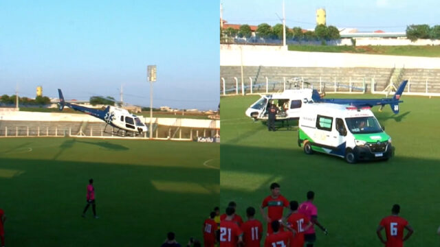 Helicóptero pousa em campo e para jogo da terceira divisão do paranaense