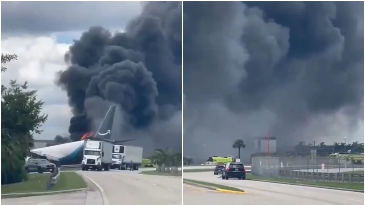 Avião de carga da Amazon sai da pista e aeroporto de Miami fecha