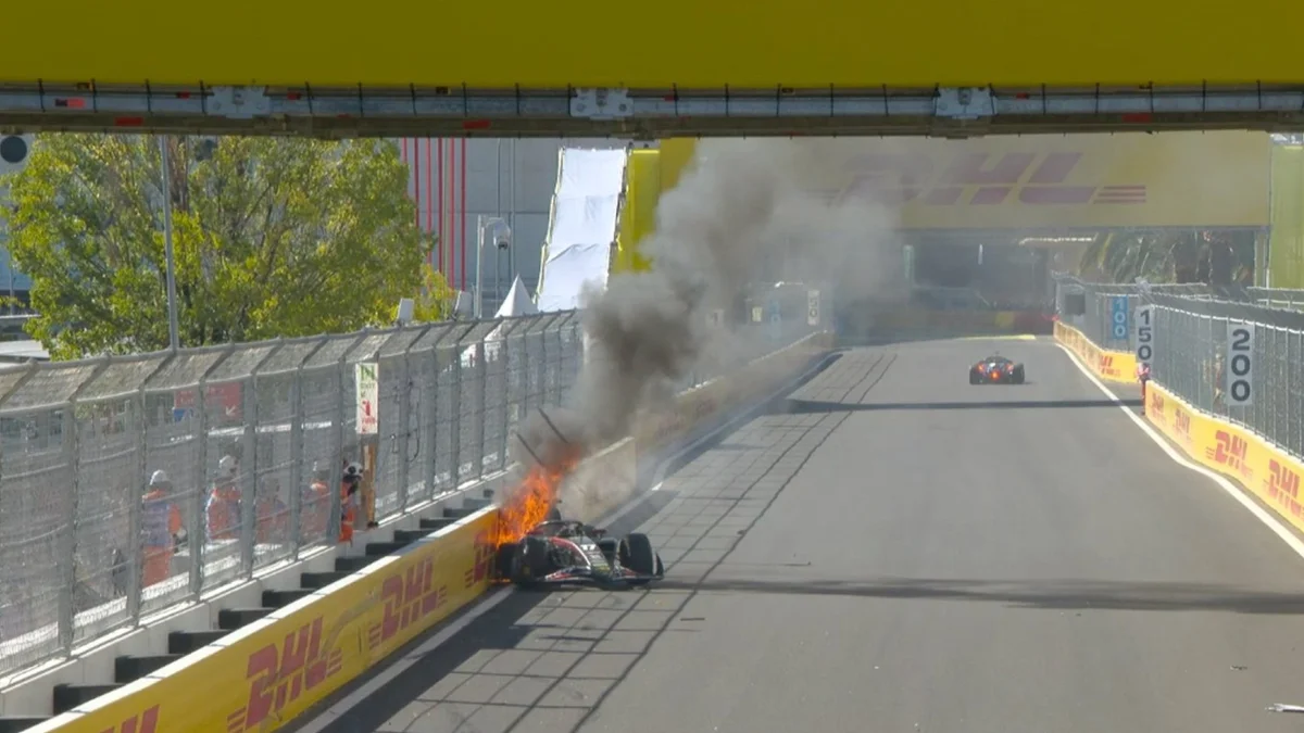 Acidente com fogo durante treino da F2 no GP da Espanha