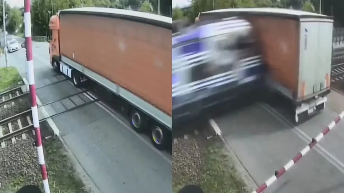 Trem colide com caminhão parado nos trilhos na Polônia